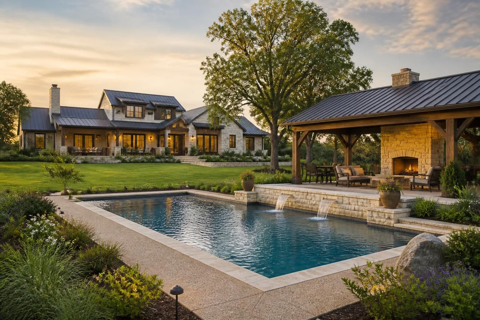 Brazos Country property with refined landscaping and a finished pool oasis.