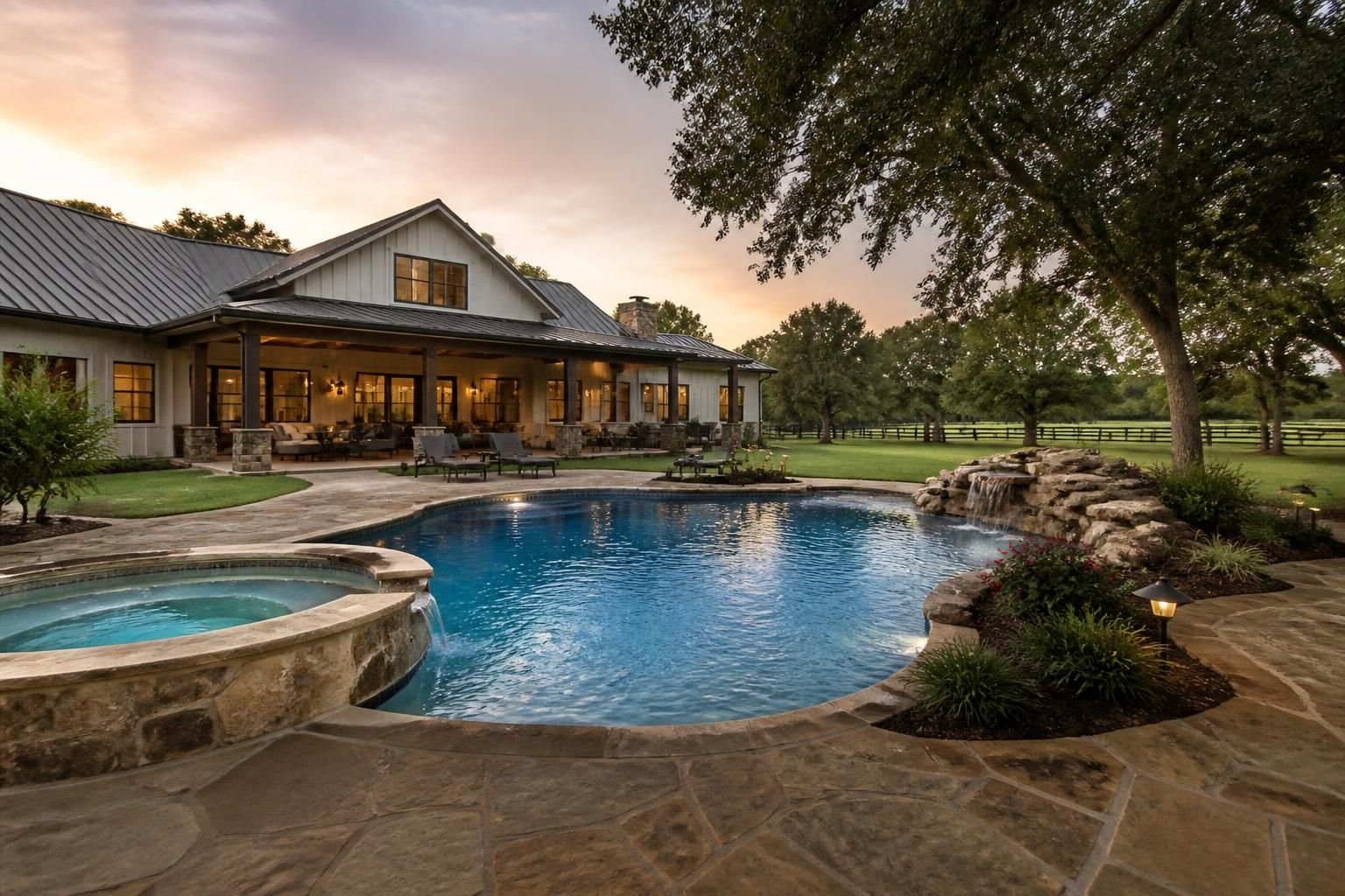 Pattison property with mature greenery and a polished backyard pool.